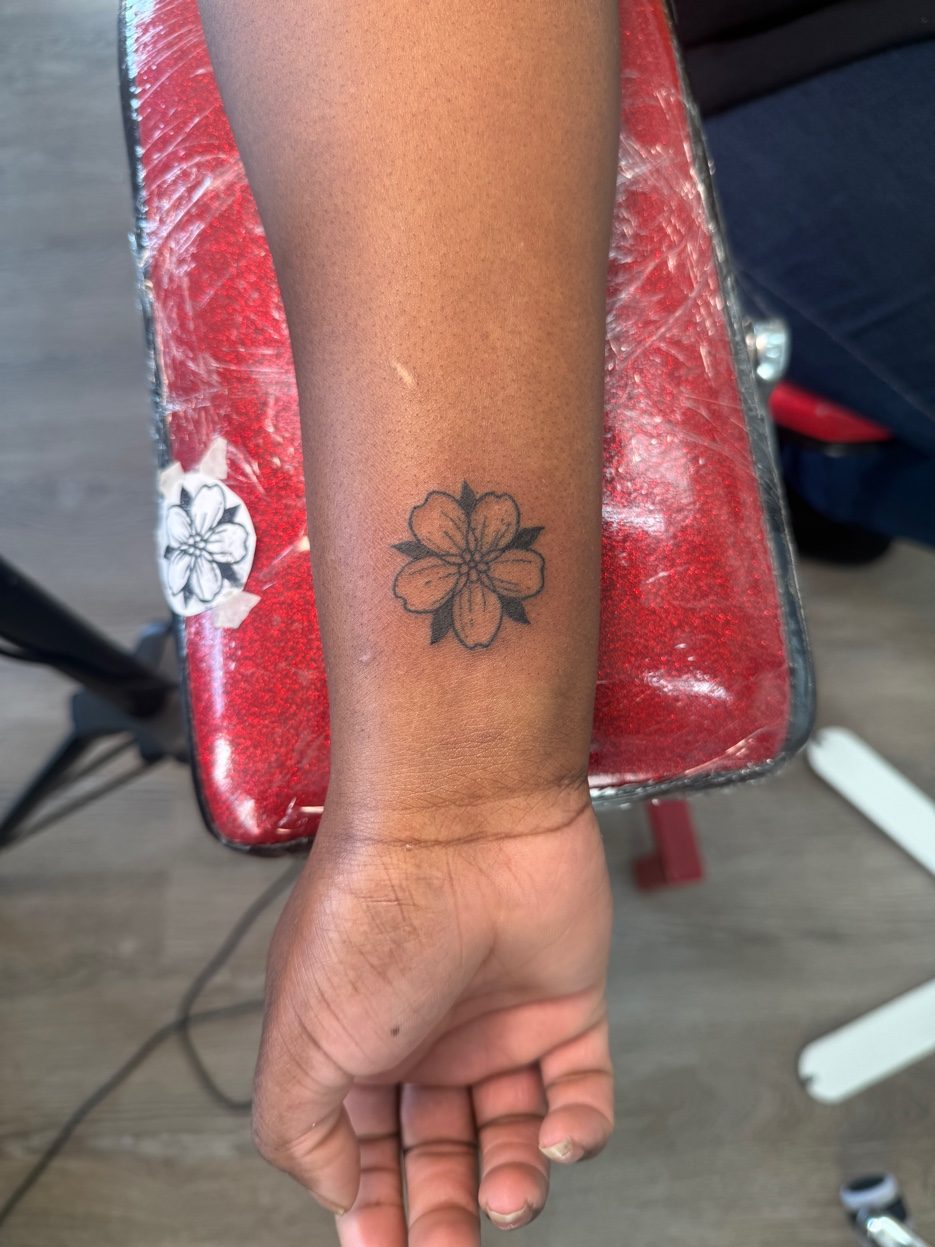 Alaska fireweed landscape arm tattoo — Cade Bennett, Alaska tattoo artist Anchorage AK